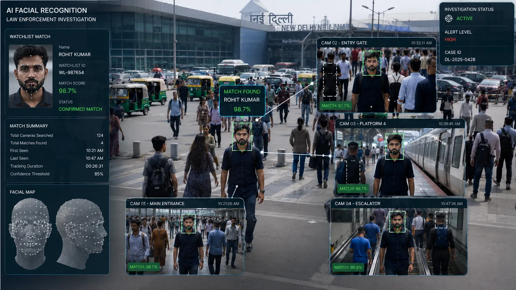 Facial Recognition - Law enforcement investigation dashboard preview