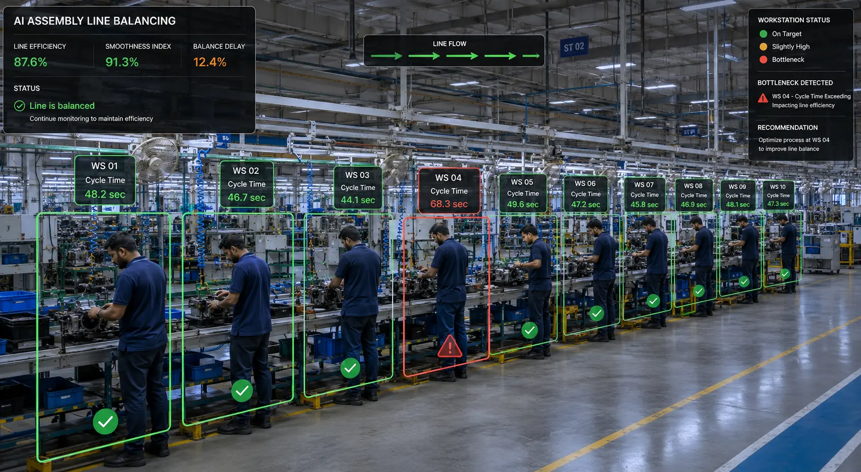 Assembly Line Balancing - Operations monitoring dashboard preview