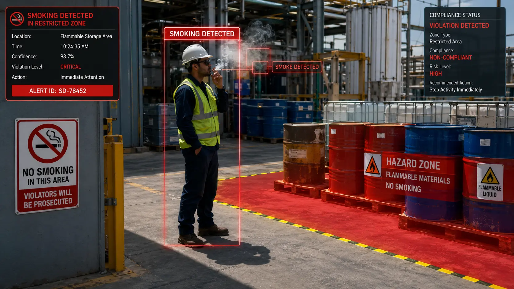 Smoking Detection - Safety monitoring dashboard preview